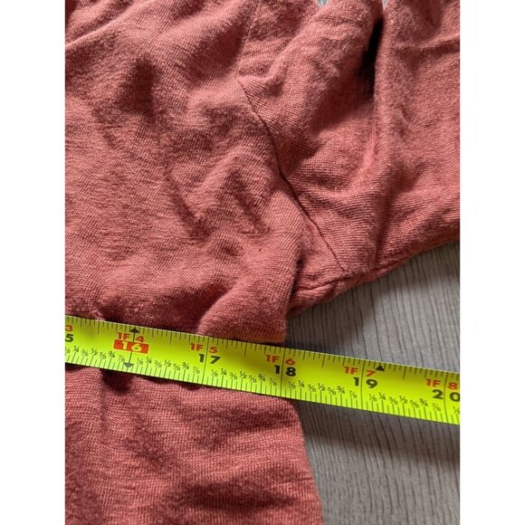 Tahari Rust Linen Long Sleeve Collared V-Neck Top W/ Button Detail Womens M - Picture 8 of 8